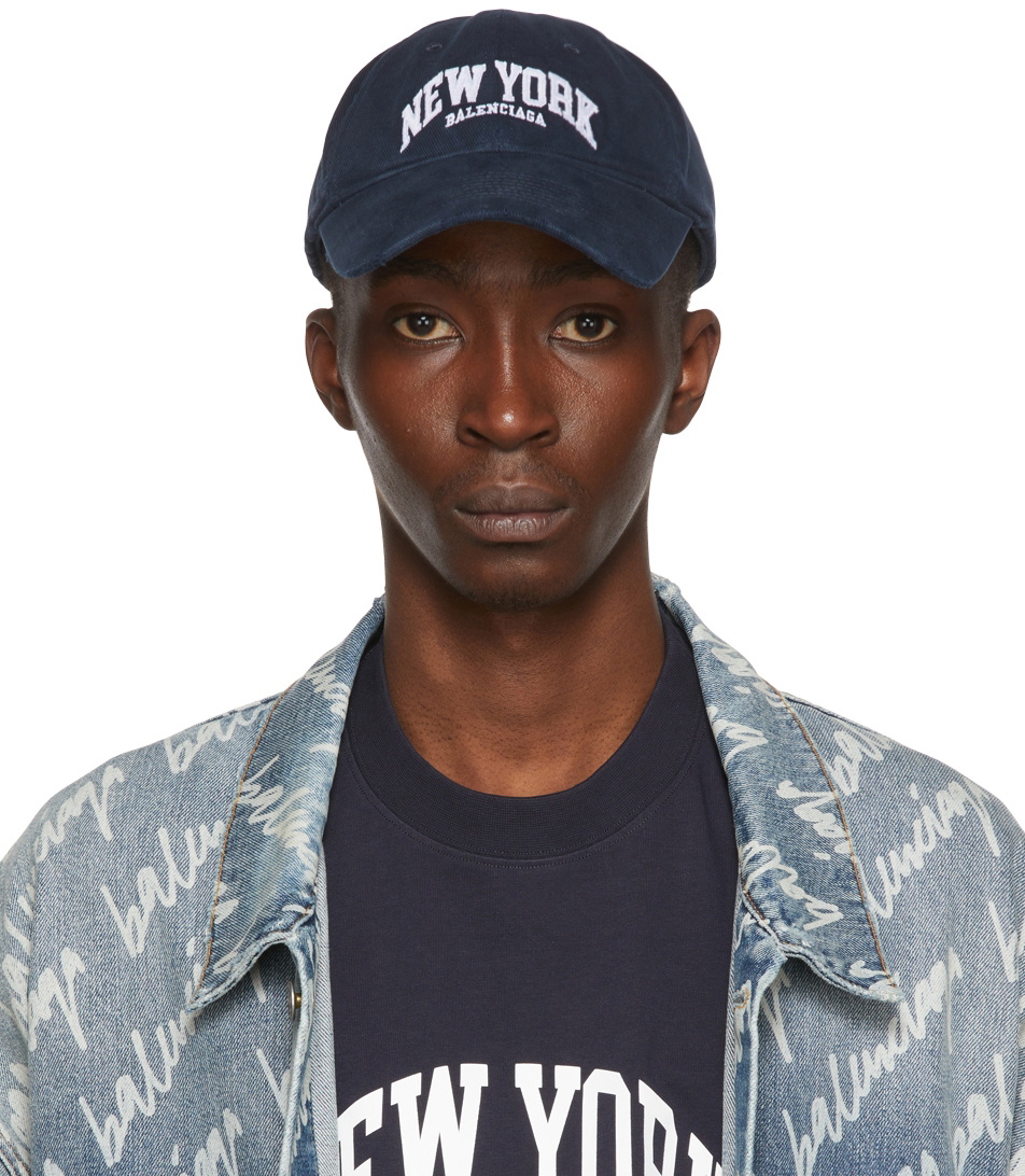 Balenciaga Style Corduroy Cap 244 Navy detail 2