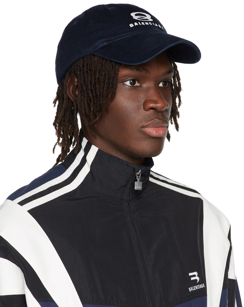 Balenciaga Style Corduroy Cap 244 Navy detail 4