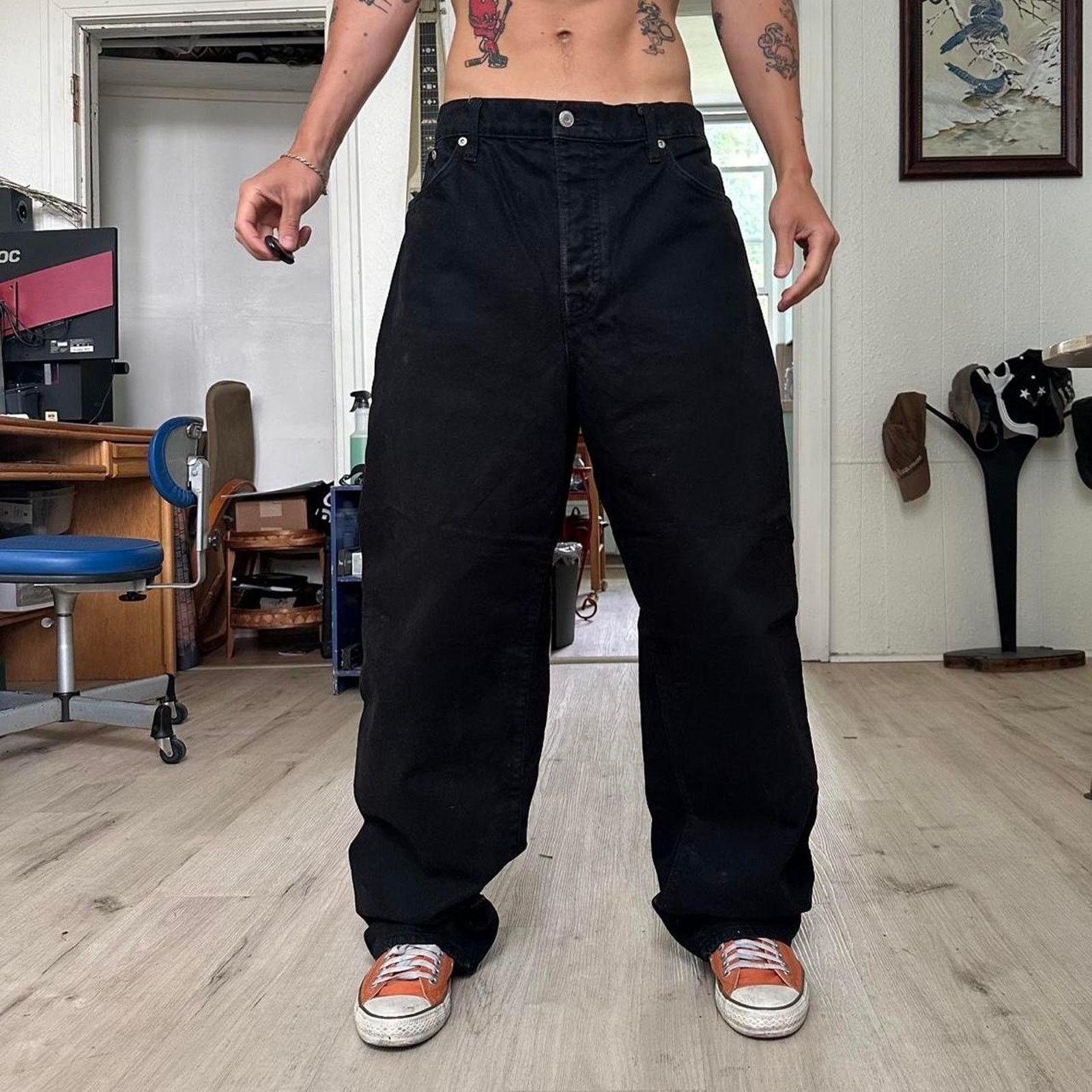 Stussy Style Denim Wide Leg 27 Stone detail 4