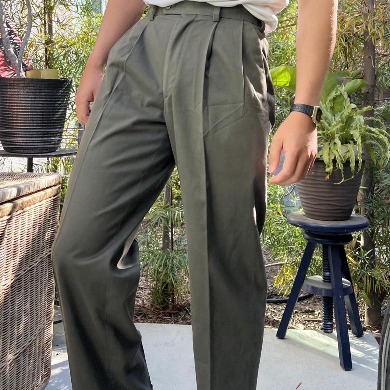 ALD Style Pleated Trouser 38 Olive detail 3