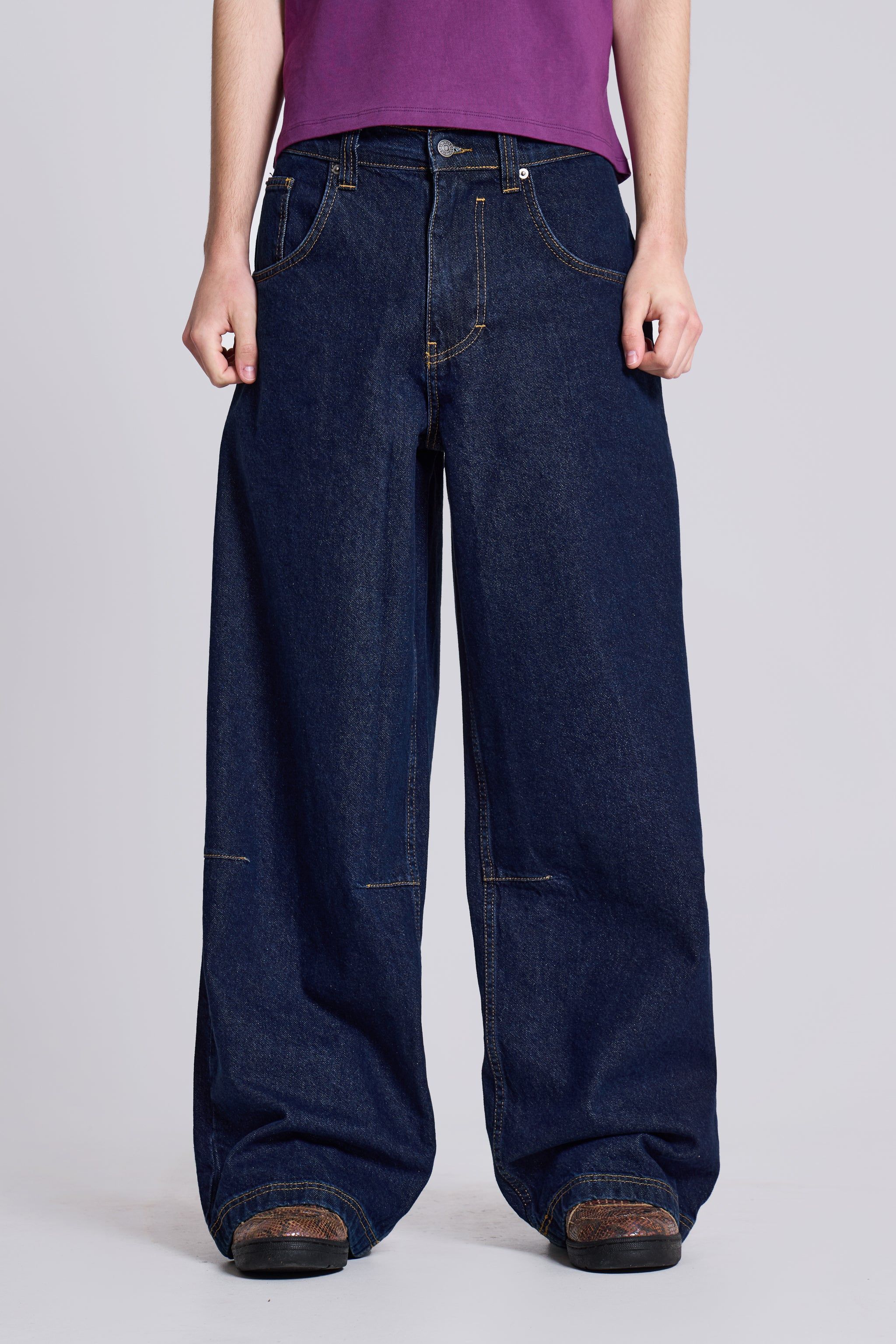 Balenc Style Baggy Skater Jean Faded Indigo detail 4