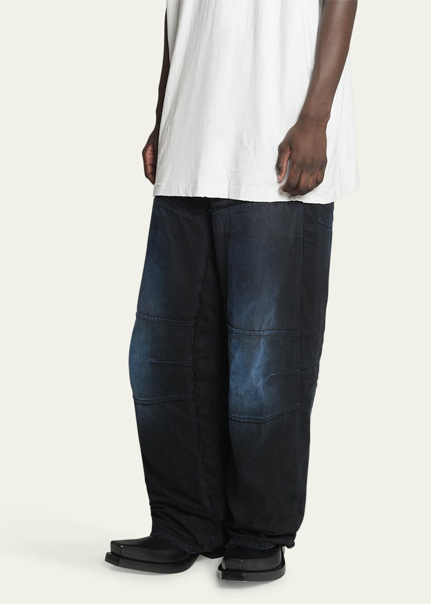 Balenciaga Style Double-Knee Work Pant 219 Charcoal detail 2