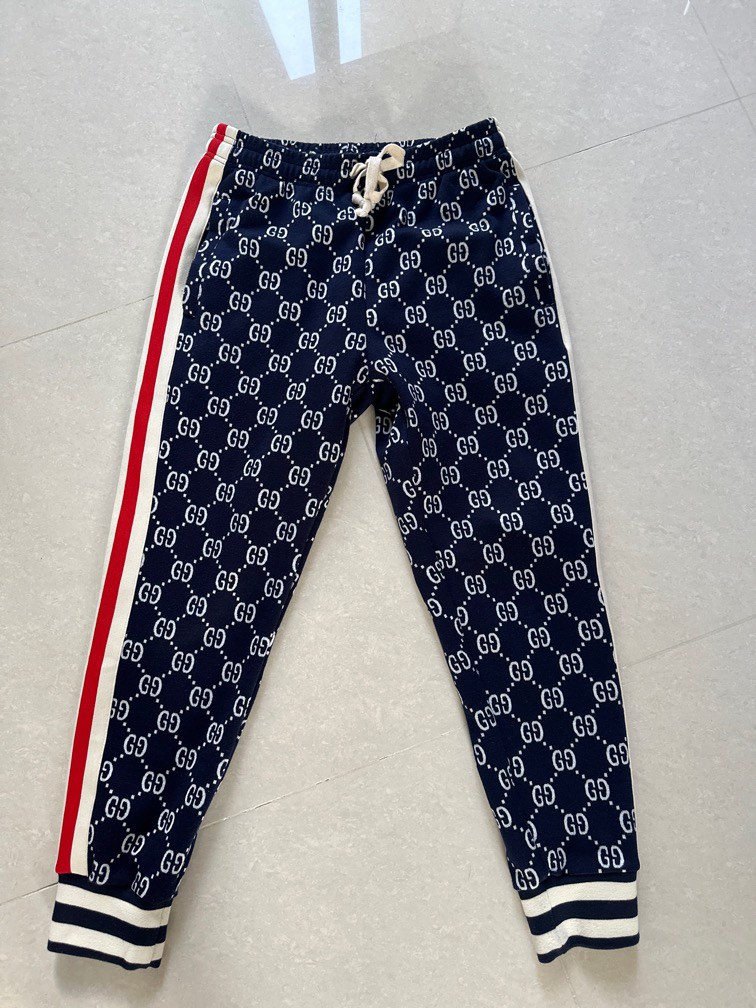 Gucci Style Fleece Jogger 109 Navy detail 4