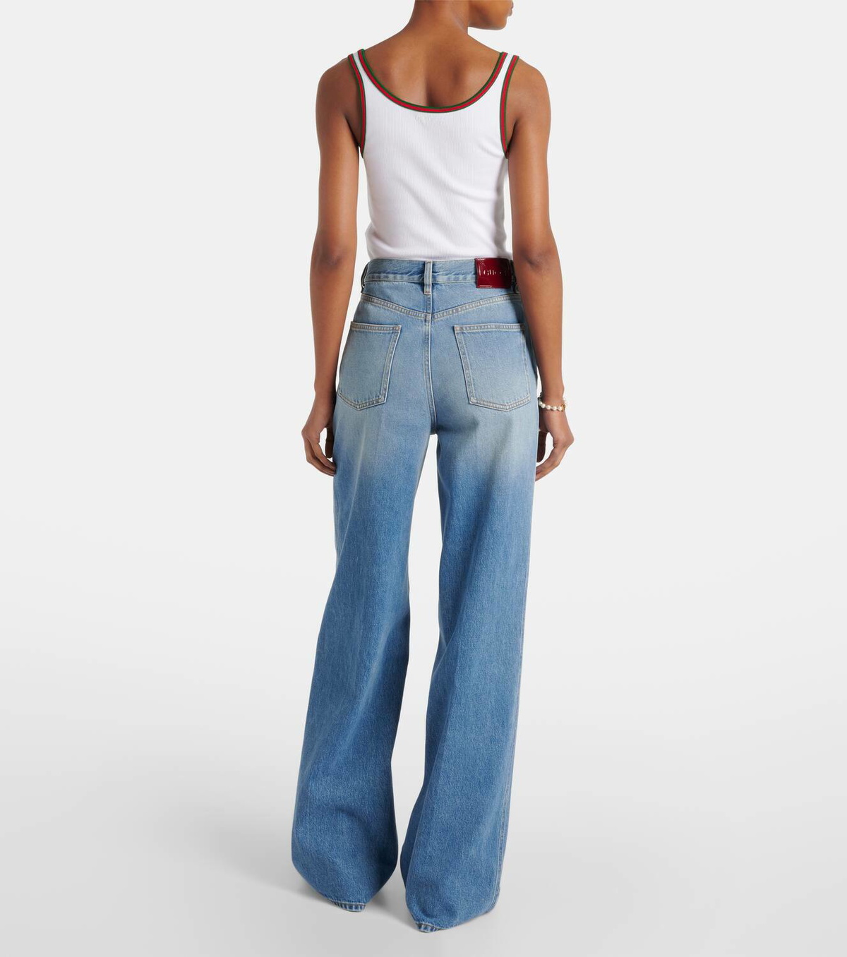Gucci Style Denim Wide Leg 127 Cement detail 2