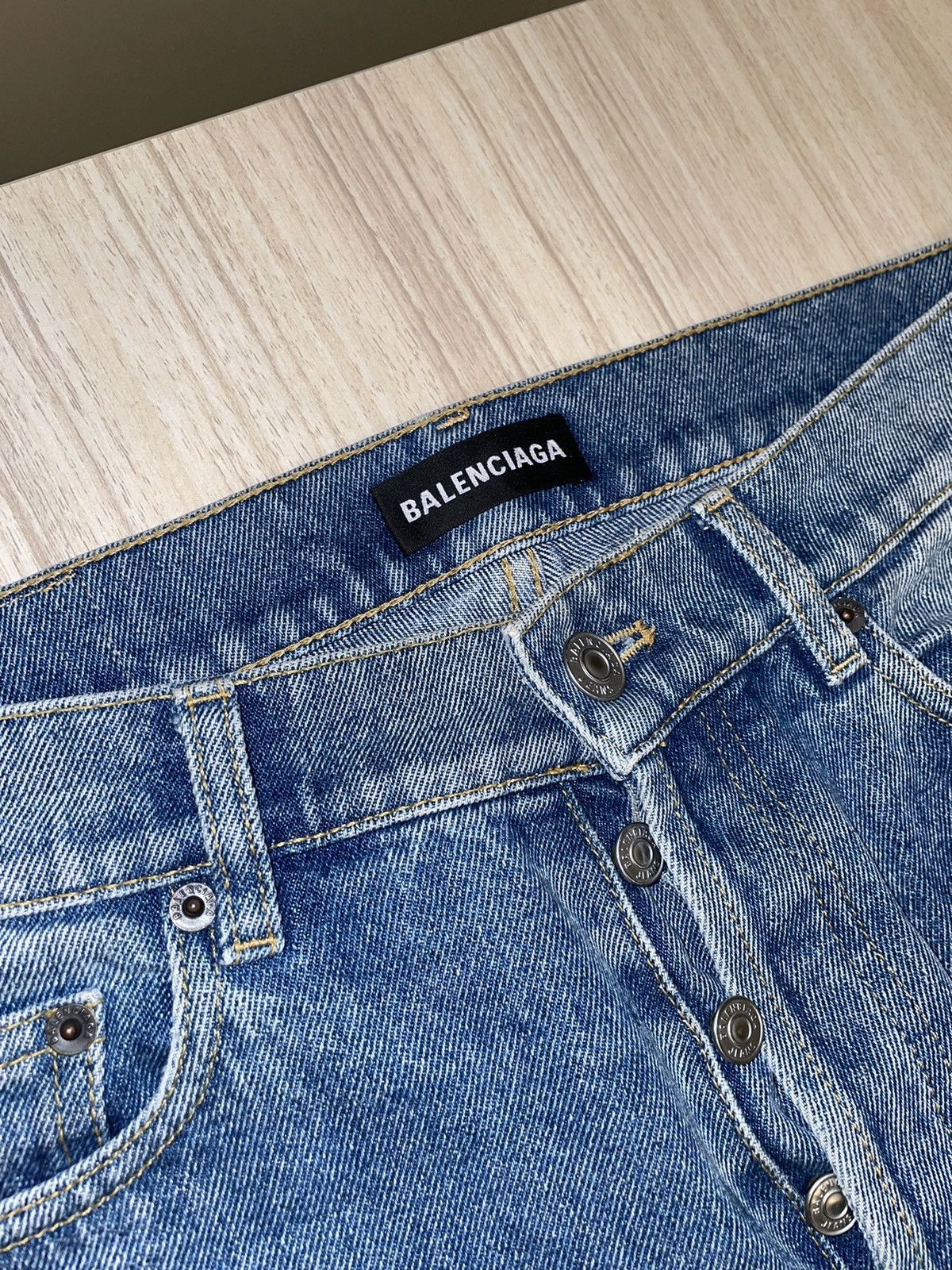 Balenciaga Style Slim Denim 159 Sage detail 4