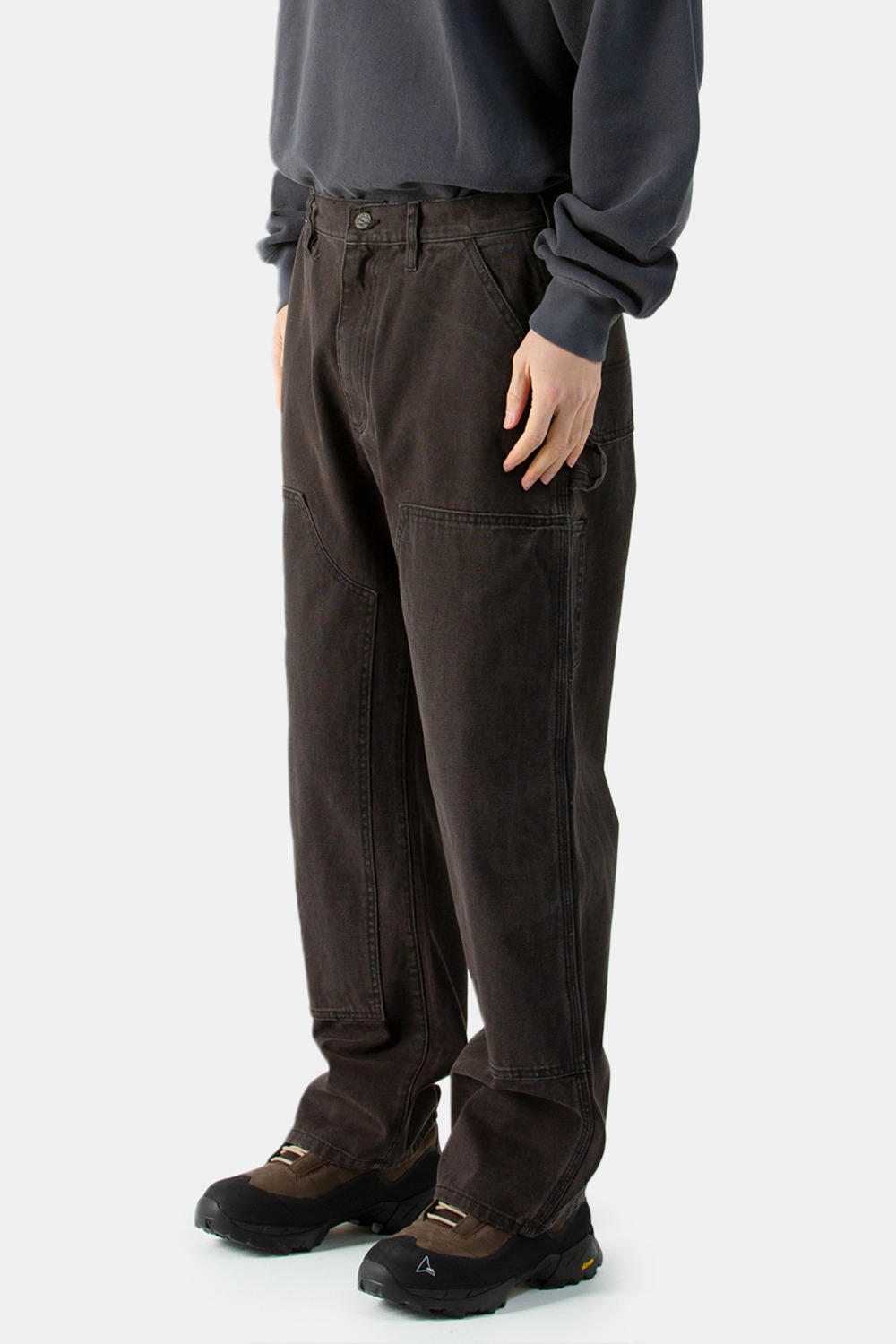 Gucci Style Double-Knee Work Pant 167 Charcoal detail 4