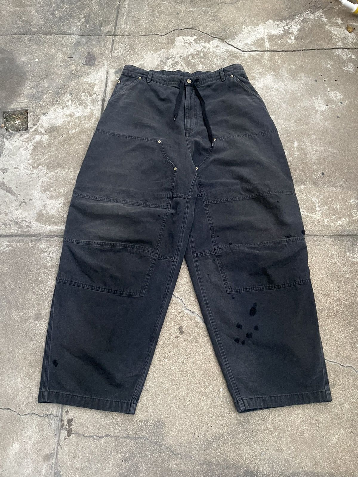 Balenciaga Style Double-Knee Work Pant 172 Stone detail 3