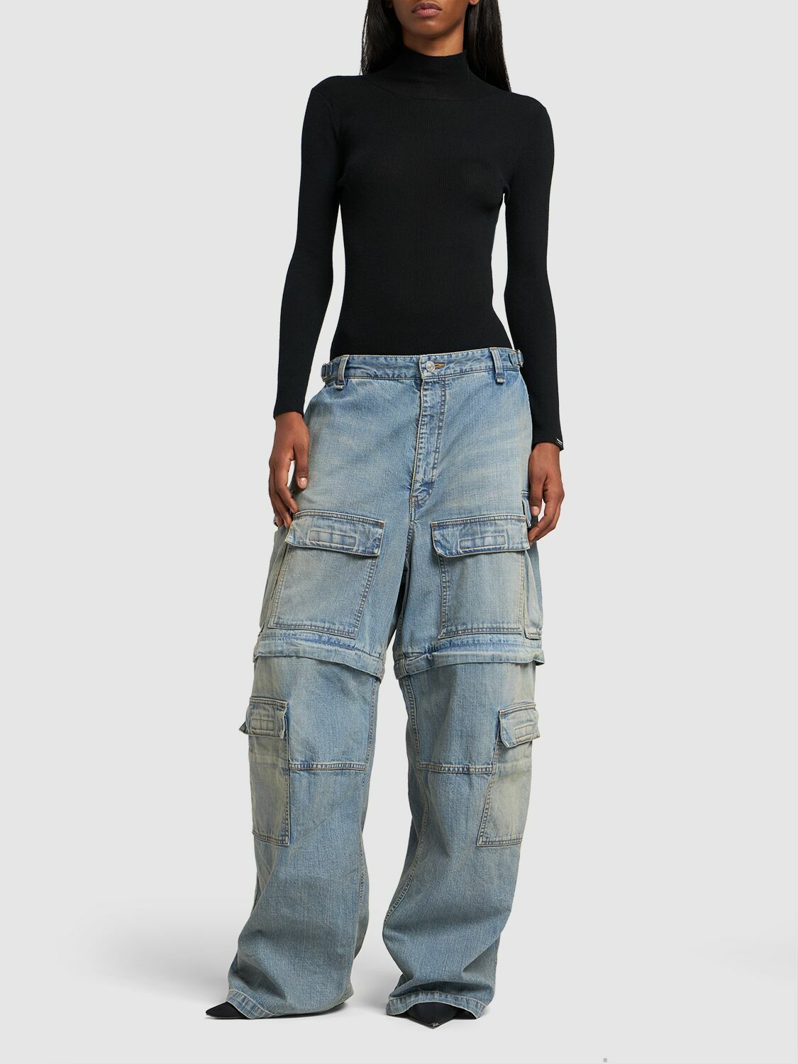 Balenciaga Style Nylon Cargo 216 Raw Denim detail 3