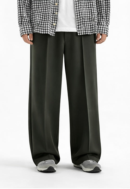 Essentials Style Pleated Trouser 217 Olive detail 3