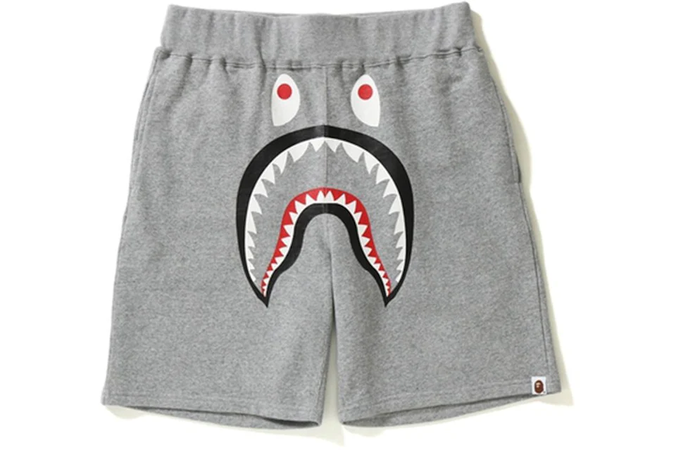 Bape Style Shark Sweat Short Grey Camo detail 2