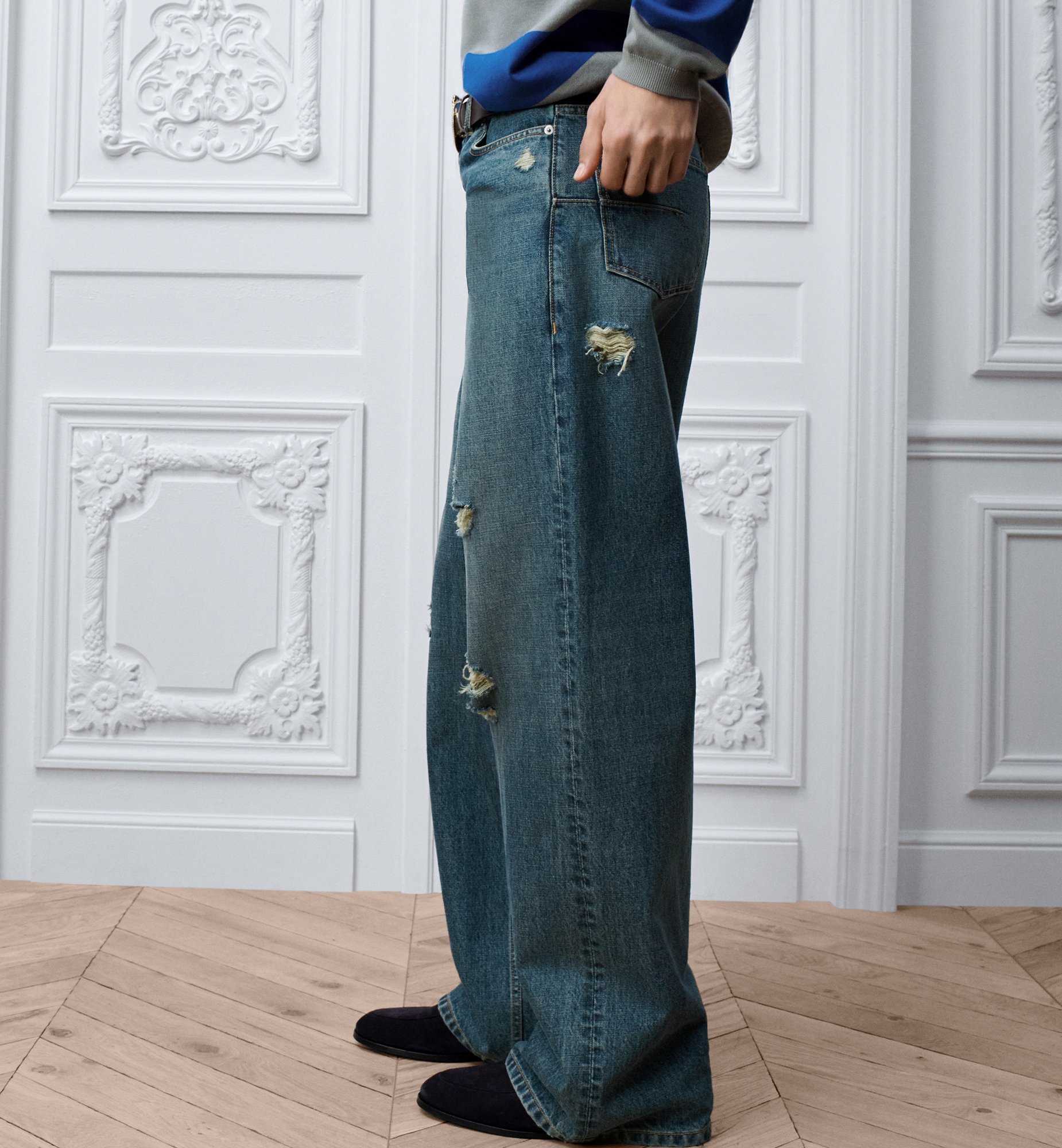 Dior Style Baggy Denim 220 Raw Denim detail 4