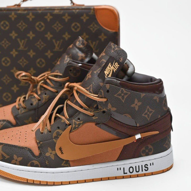 LV Style Air Jordan 1 High 236 Bred detail 3