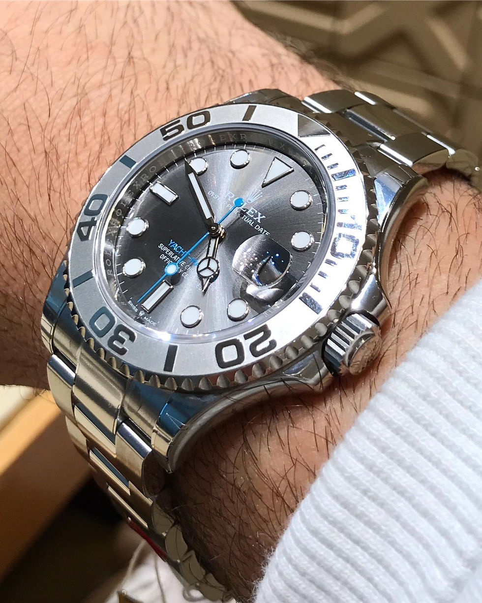 PP Style Yacht-Master 40 27 Silver Dial / Leather detail 4