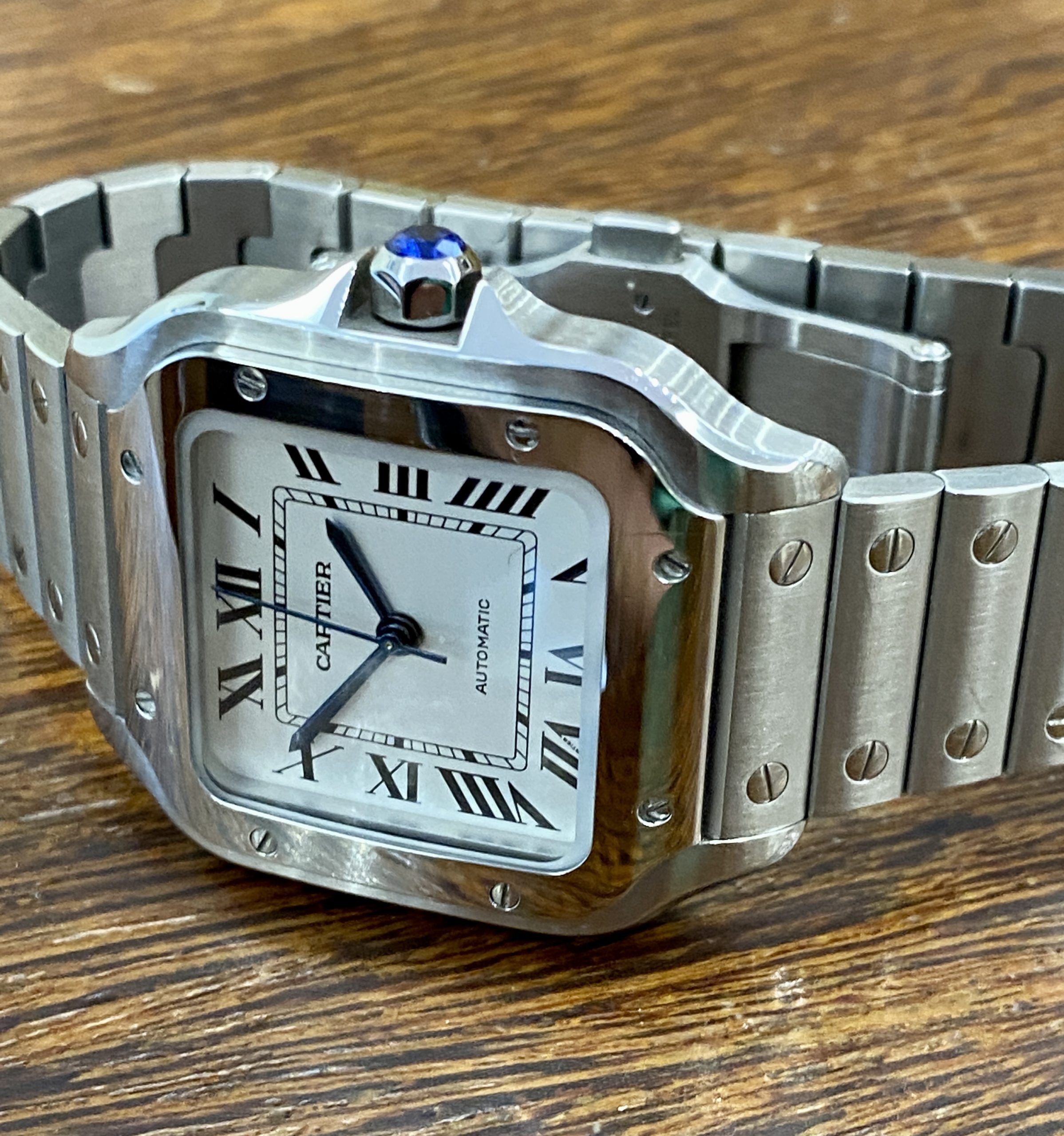 Omega Style Santos Medium 28 Ceramic Bezel detail 3