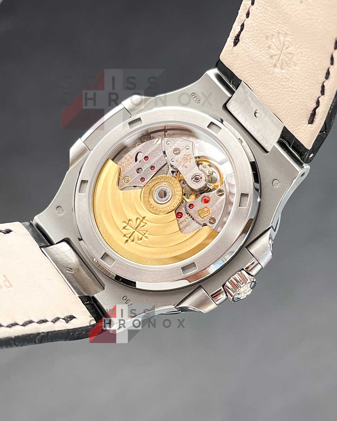 Rolex Style Nautilus 5711 231 Silver Dial / Leather detail 2