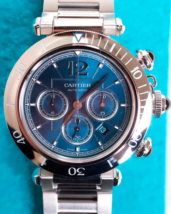 Cartier Style Daytona Chrono 31 Blue Dial / Steel detail 4