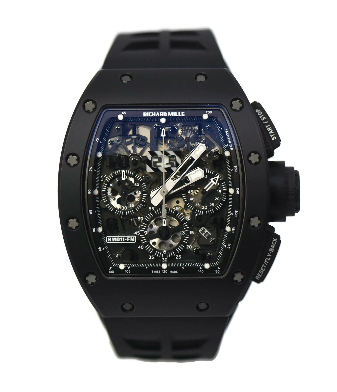 Richard Mille Style Carrera Chrono 57 Black Dial / Steel detail 3