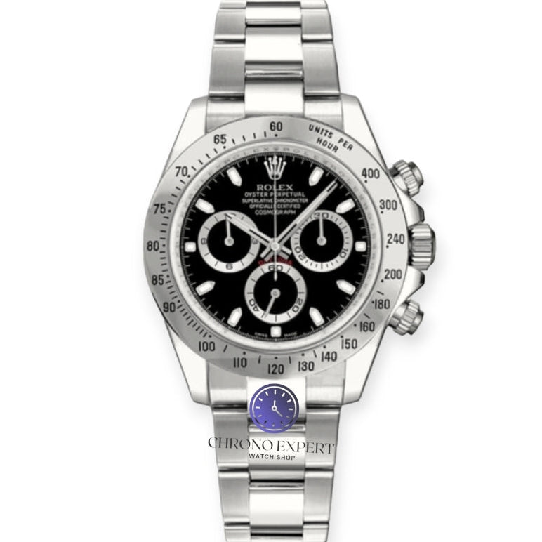 Cartier Style Daytona Chrono 61 Black Dial / Steel detail 3