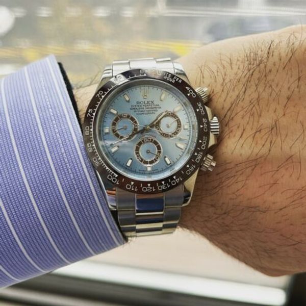 Cartier Style Daytona Chrono 70 Blue Dial / Steel detail 4