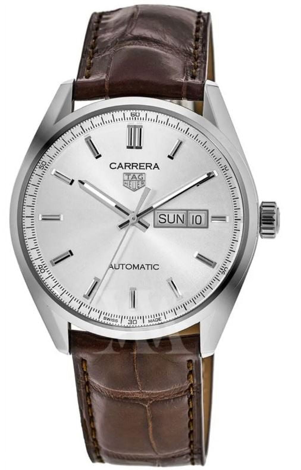 Tag Heuer Style Carrera Chrono 72 Silver Dial / Leather detail 2