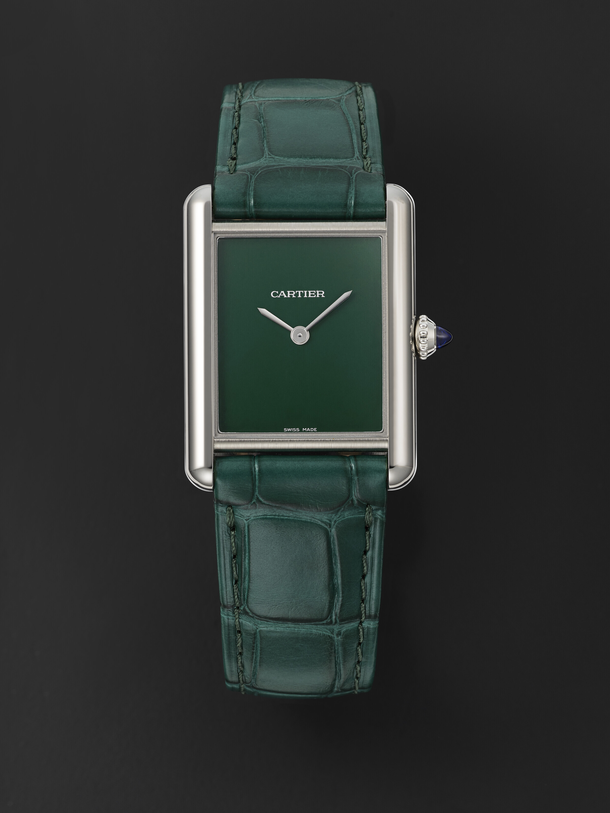 Cartier Style Tank Louis 80 Green Dial / Steel detail 2