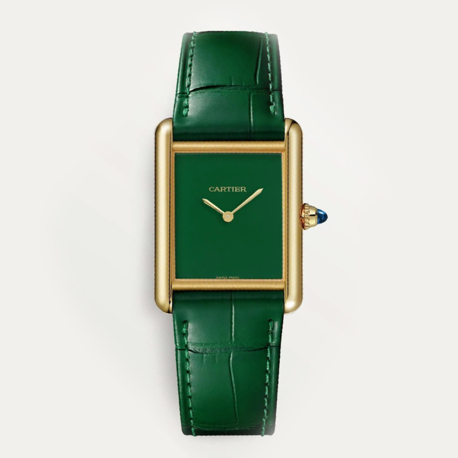 Cartier Style Tank Louis 80 Green Dial / Steel detail 3