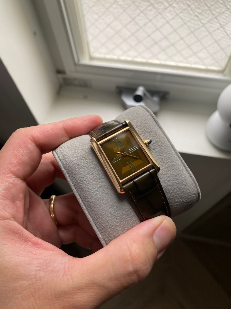Cartier Style Tank Louis 80 Green Dial / Steel detail 4
