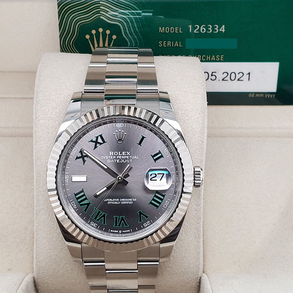 Rolex Style Datejust 41 Wimbledon Slate Roman detail 2