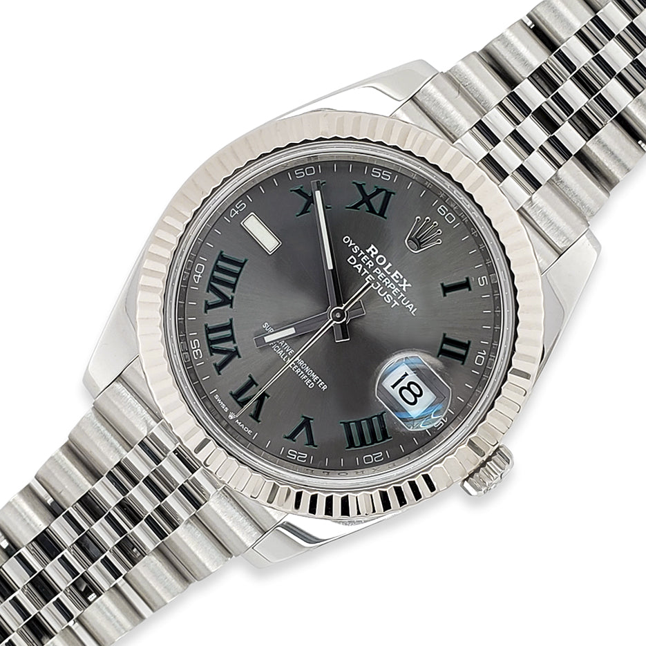 Rolex Style Datejust 41 Wimbledon Slate Roman detail 4