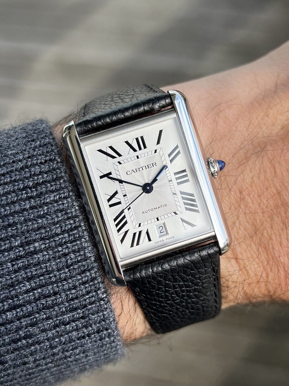 Cartier Style Tank Must Large Silver detail 3