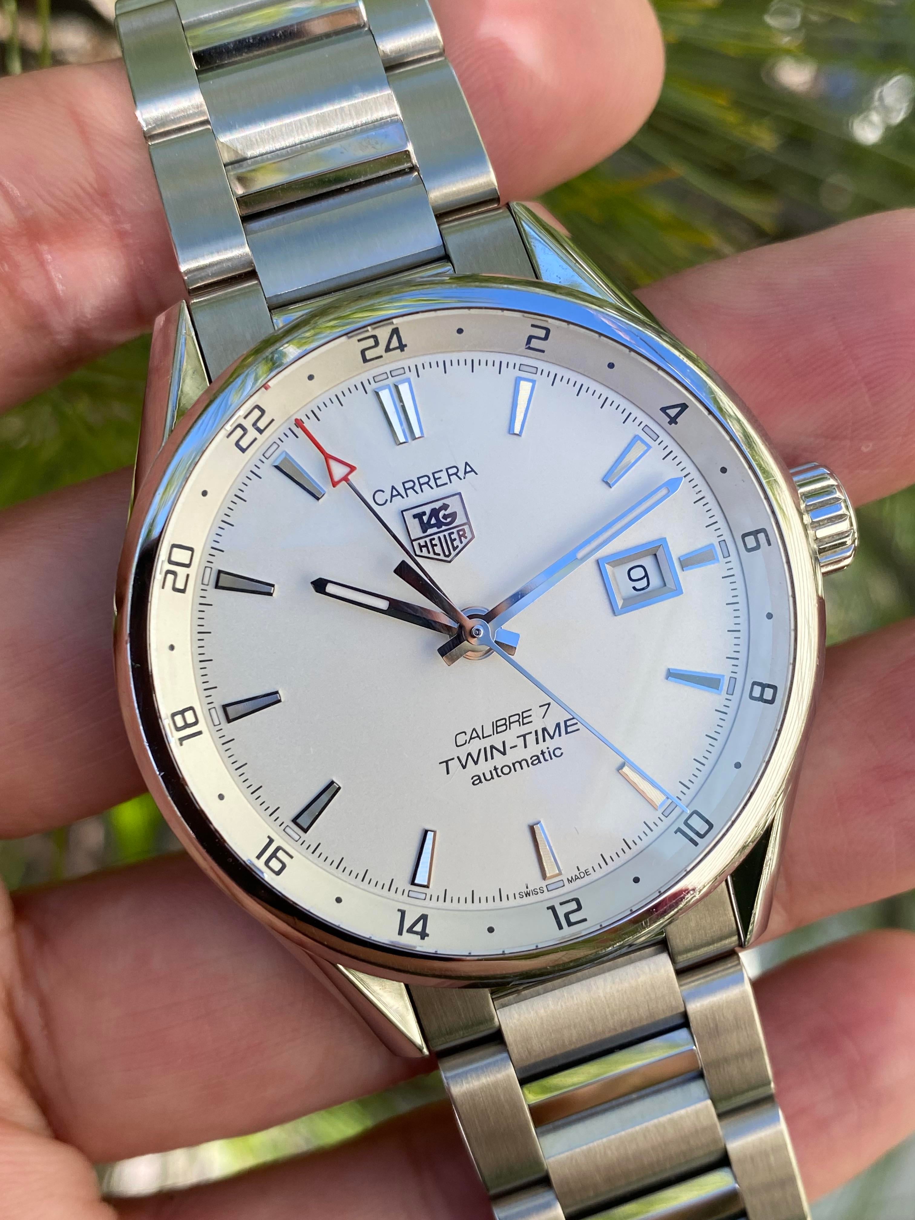 Tag Heuer Style GMT-Master II 115 Silver Dial / Leather detail 3