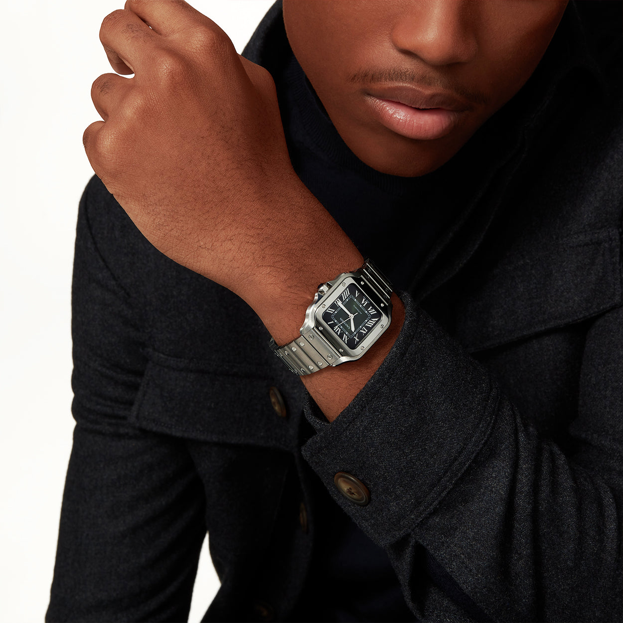 Tag Heuer Style Santos Medium 118 Meteorite Dial detail 4