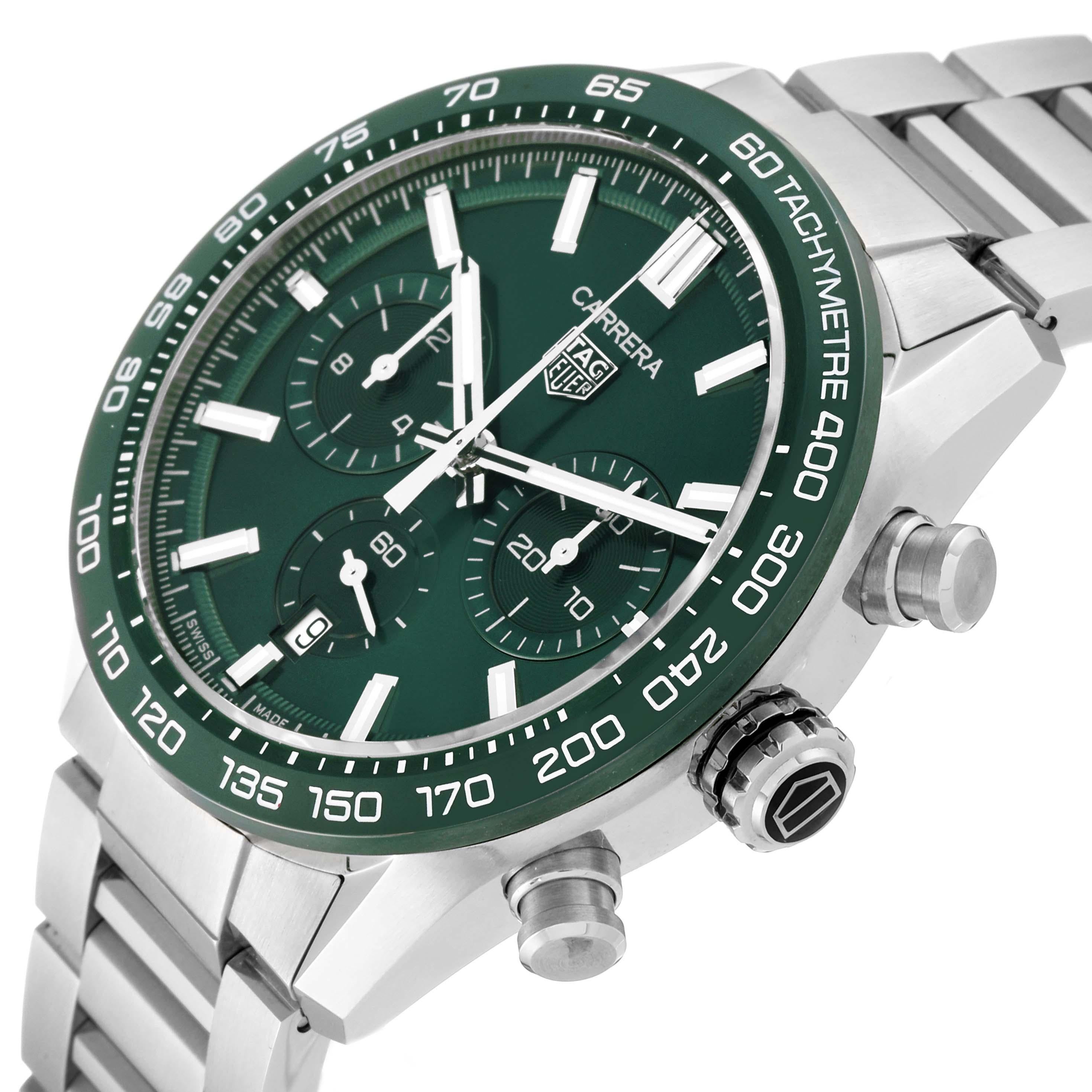 Panerai Style Carrera Chrono 121 Green Dial / Steel detail 4