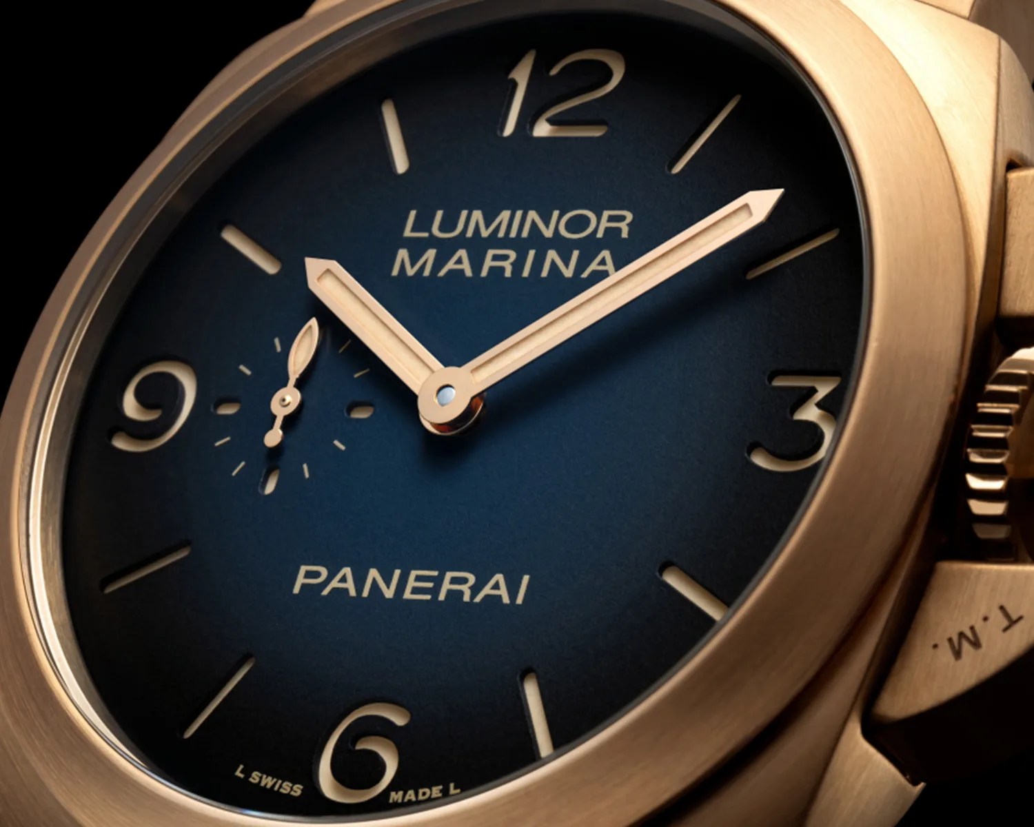 Omega Style Luminor Marina 130 Two-Tone Gold detail 2
