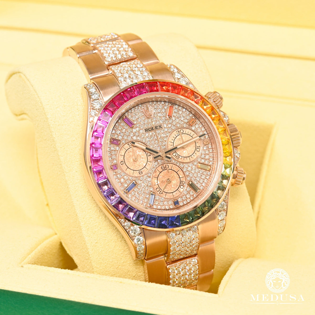 Rolex Style Daytona Rainbow Full Ice Iced detail 2