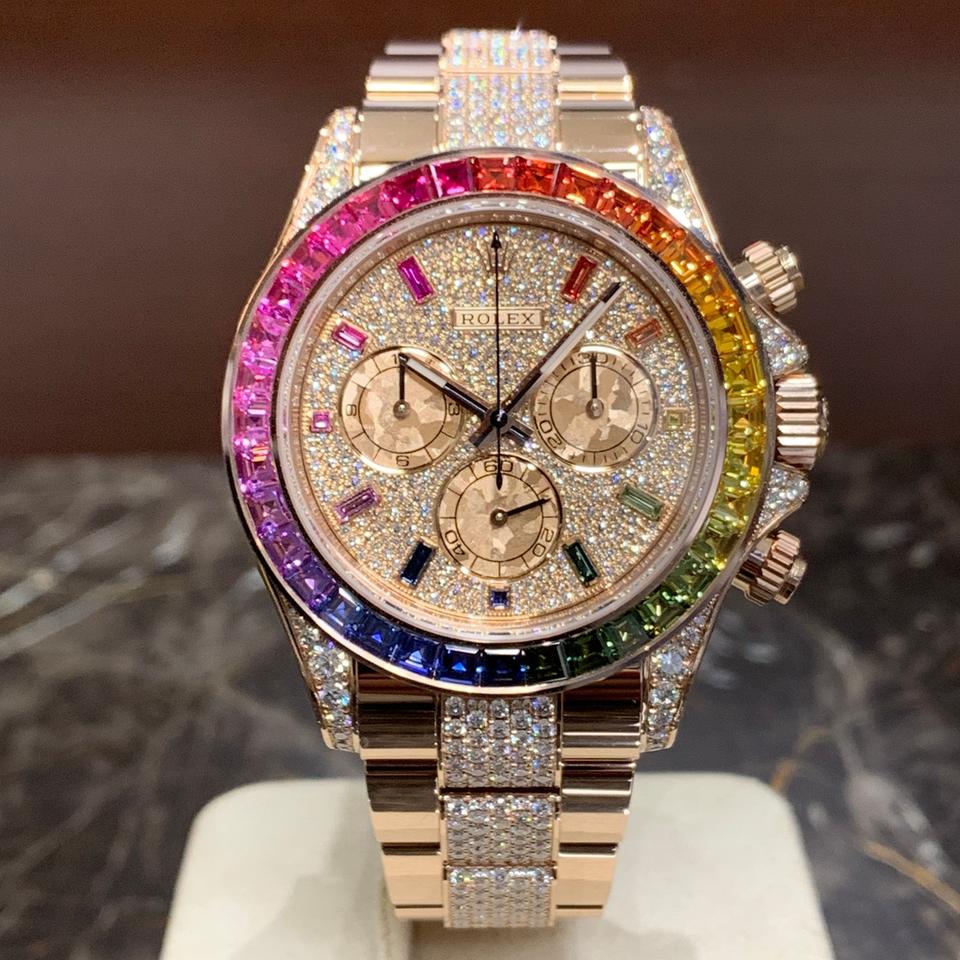 Rolex Style Daytona Rainbow Full Ice Iced detail 4