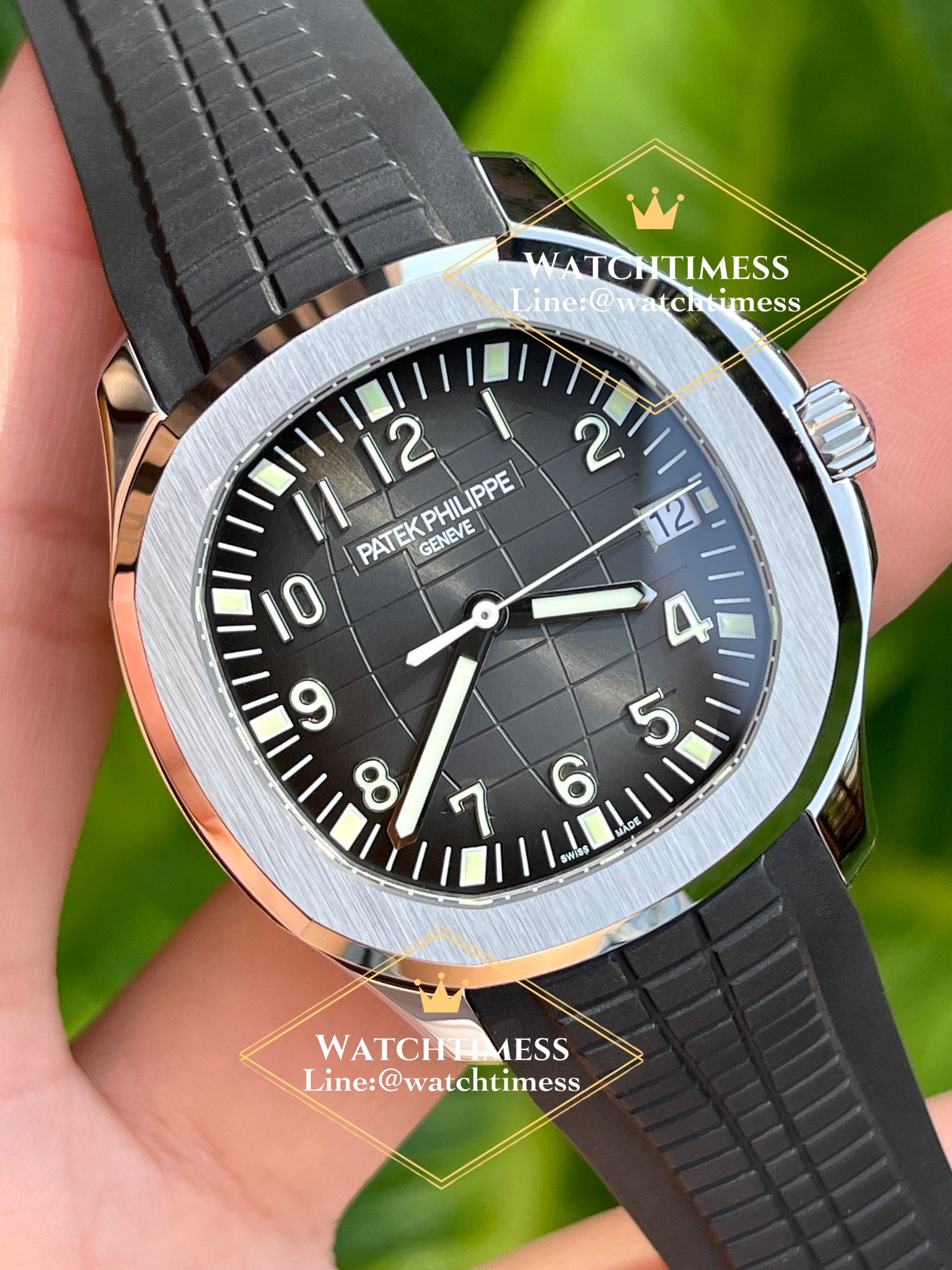 Cartier Style Aquanaut 5167 155 Silver Dial / Leather detail 4