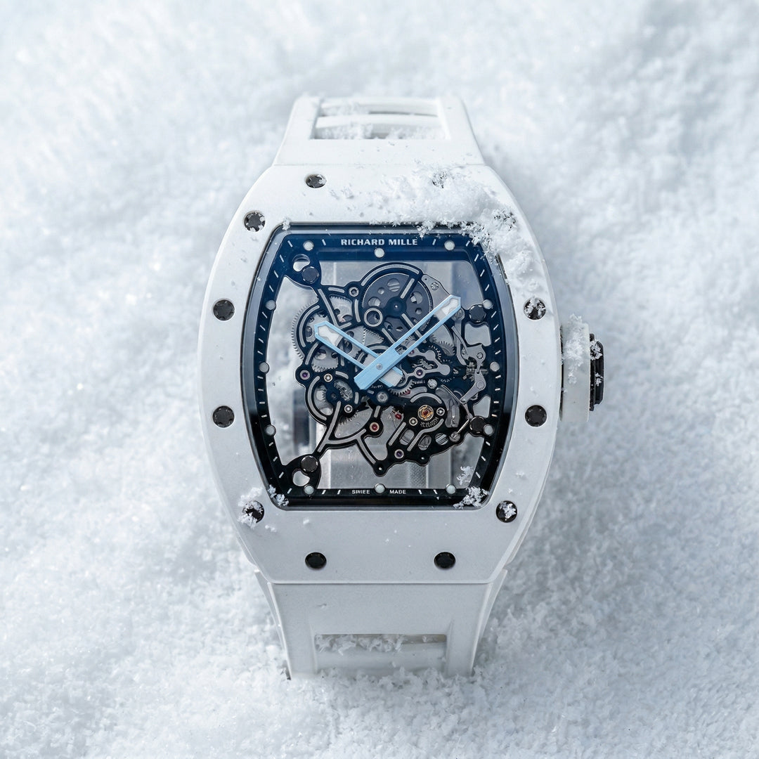 Richard Mille Style Daytona Chrono 181 Silver Dial / Leather detail 2