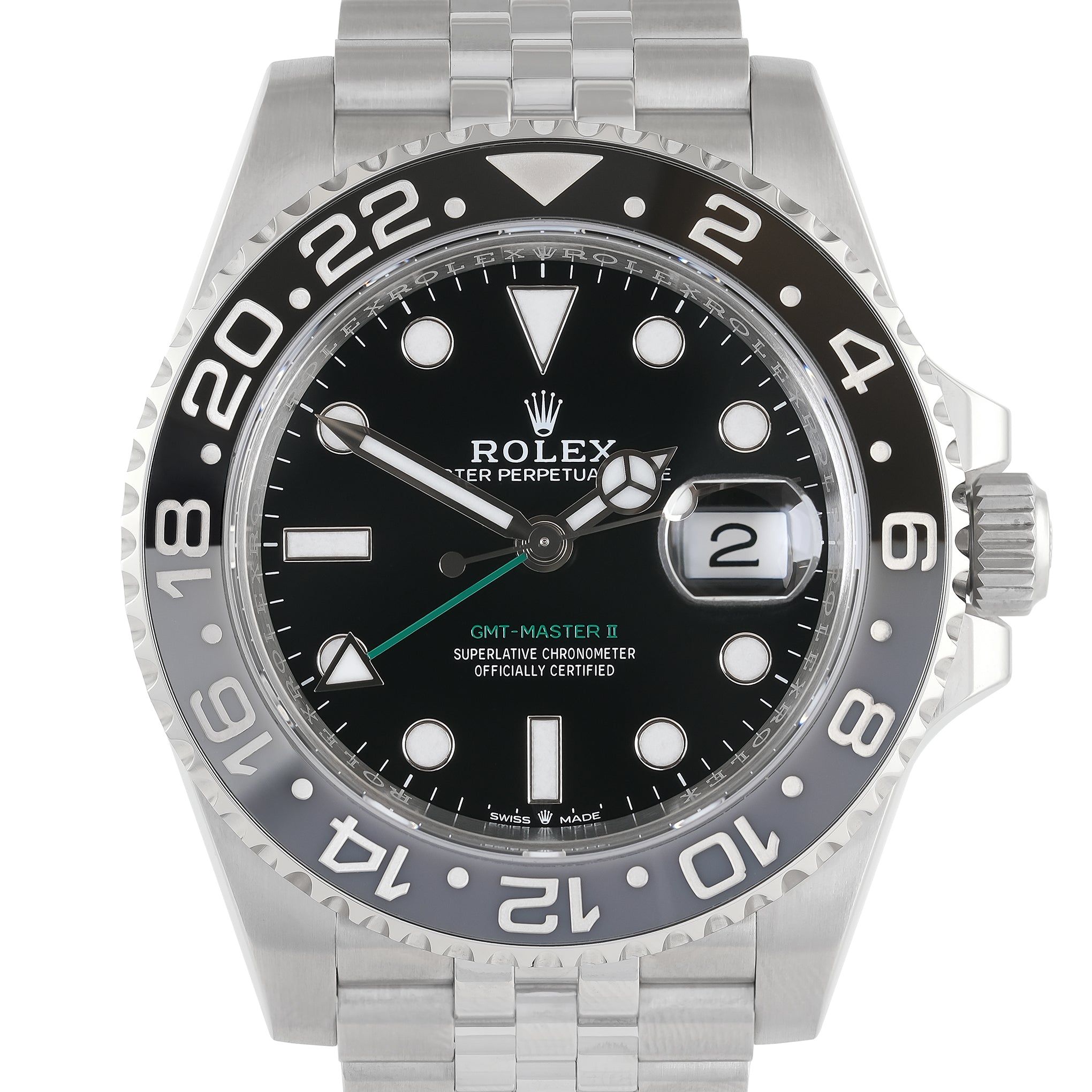 Rolex Style GMT-Master II 185 Silver Dial / Leather detail 2