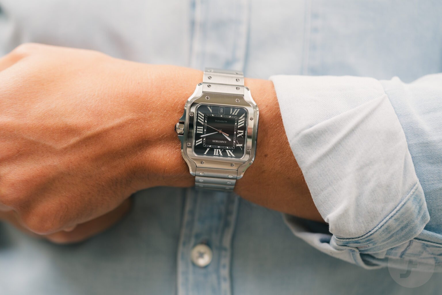 IWC Style Santos Medium 189 Black Dial / Steel detail 4