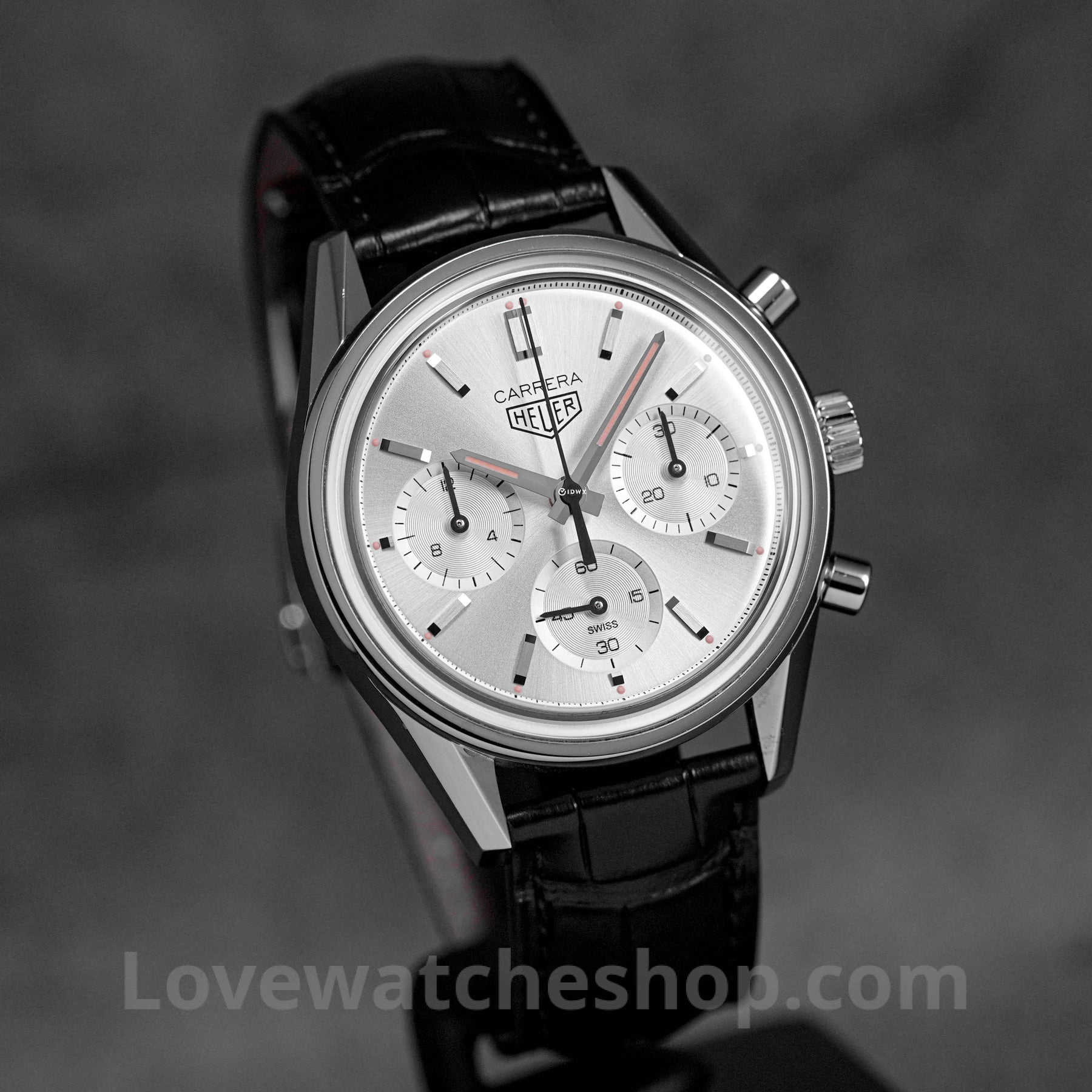 Hublot Style Carrera Chrono 204 Silver Dial / Leather detail 2