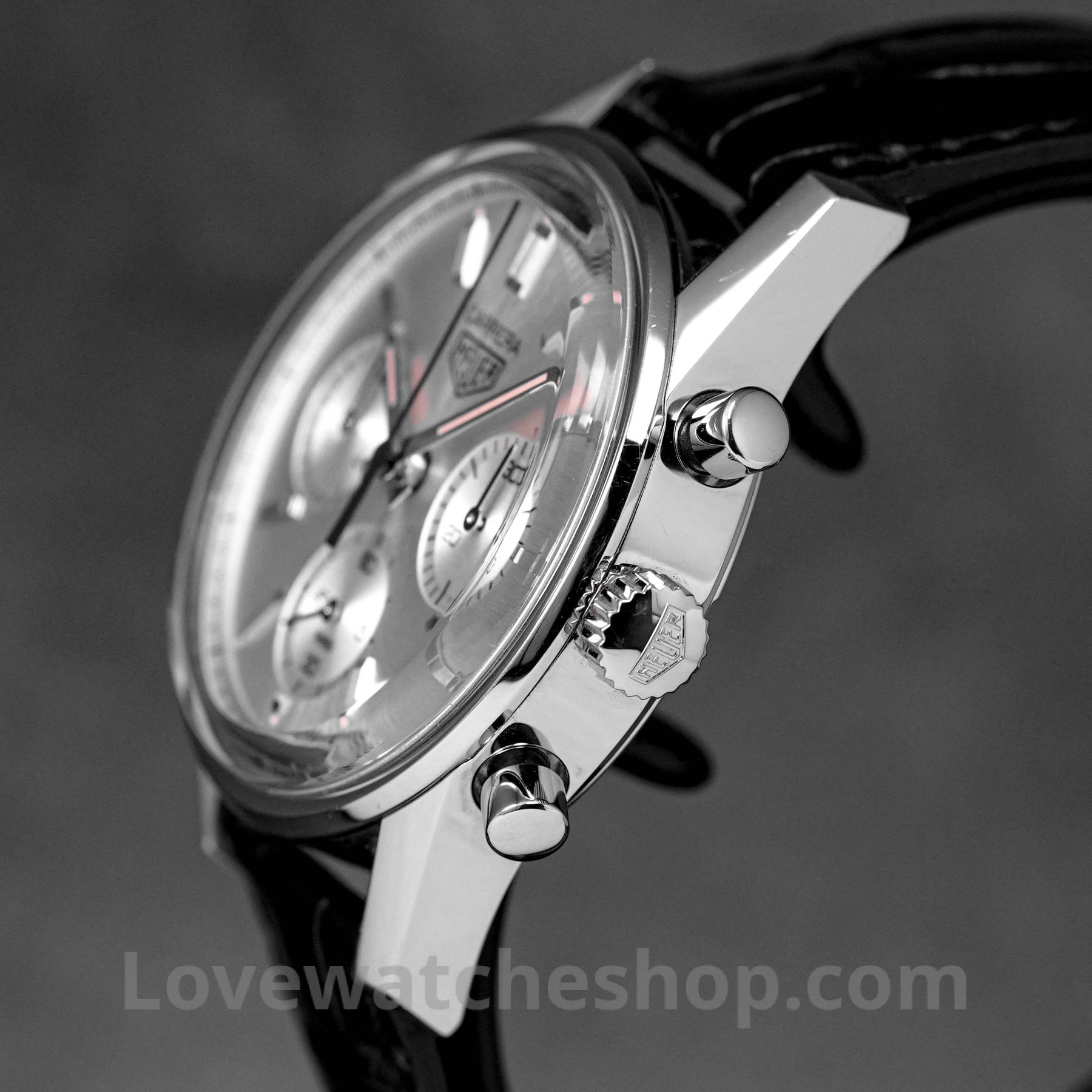 Hublot Style Carrera Chrono 204 Silver Dial / Leather detail 3