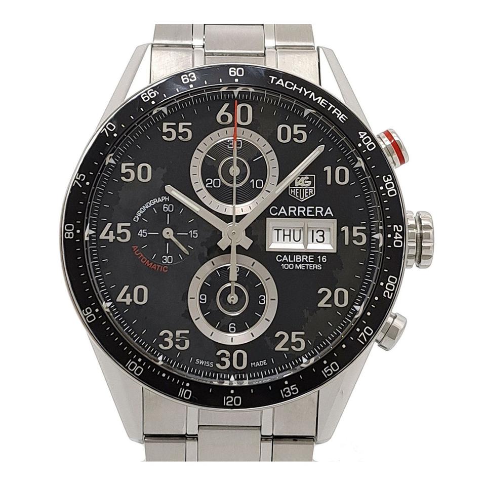 Hublot Style Carrera Chrono 204 Silver Dial / Leather detail 4