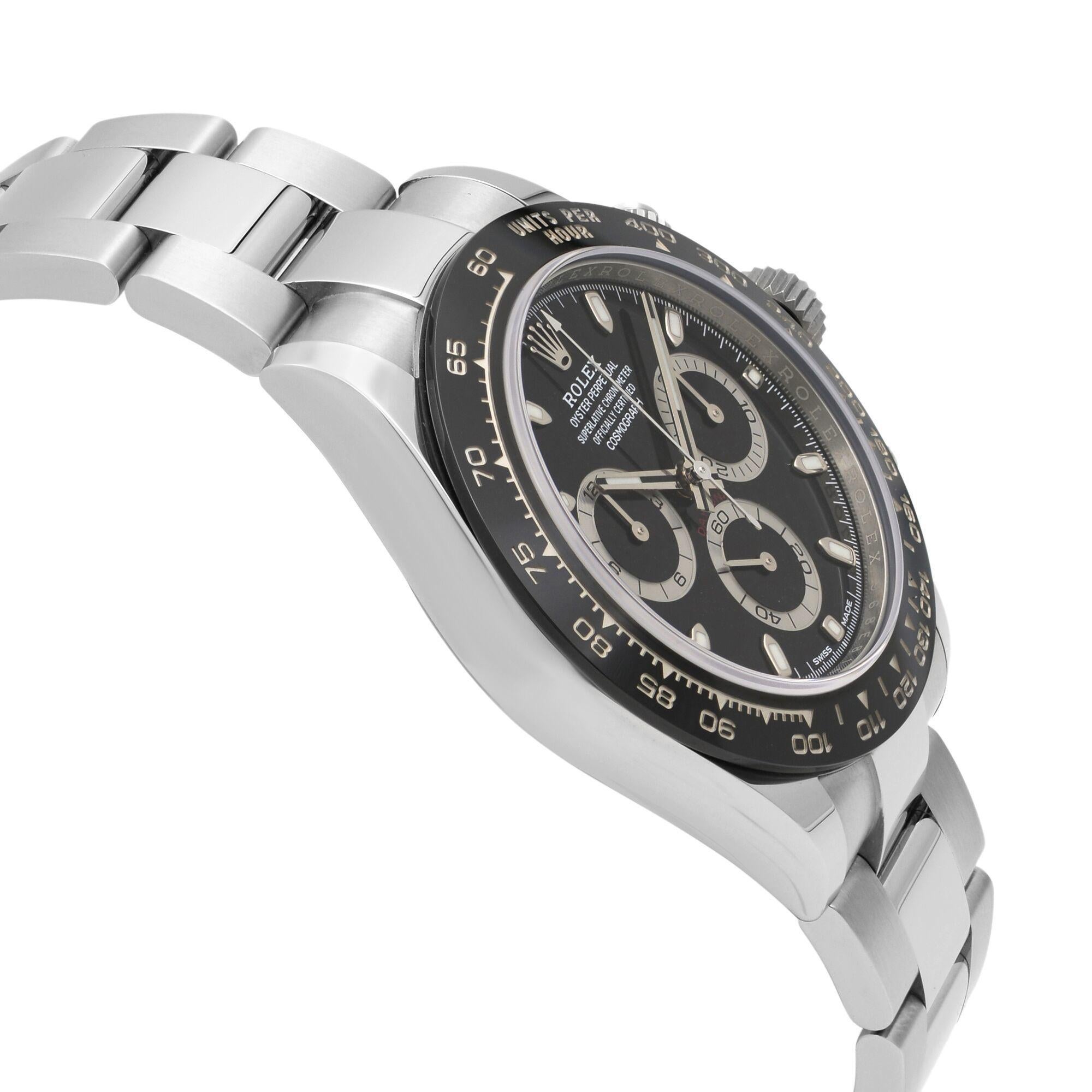 Omega Style Daytona Chrono 206 Black Dial / Steel detail 2
