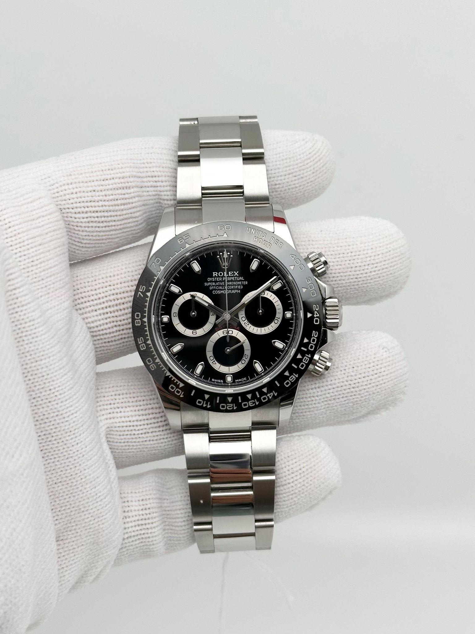 Omega Style Daytona Chrono 206 Black Dial / Steel detail 3