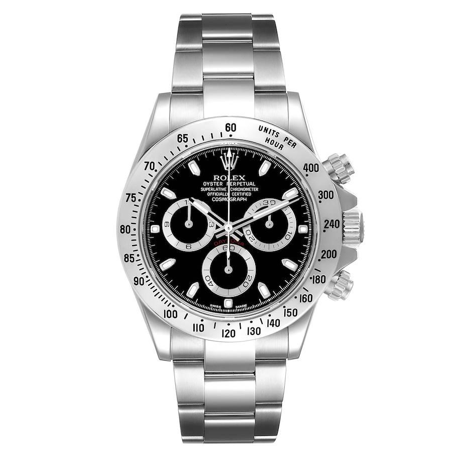 Omega Style Daytona Chrono 206 Black Dial / Steel detail 4