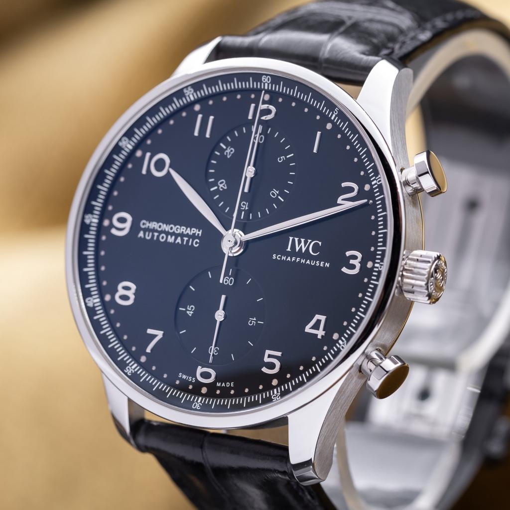 Rolex Style Portugieser Chrono 220 Black Dial / Steel detail 2