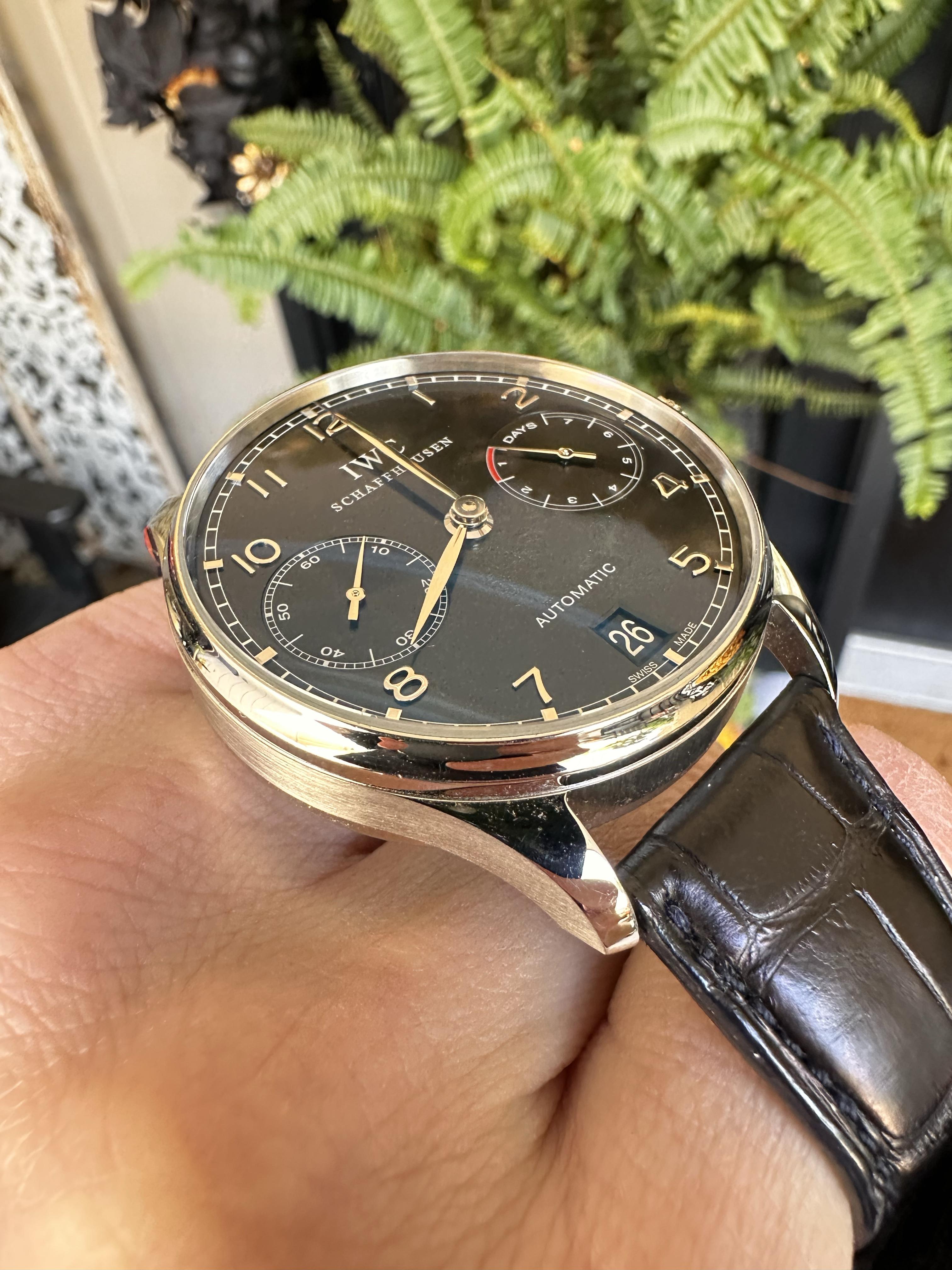 Rolex Style Portugieser Chrono 220 Black Dial / Steel detail 3