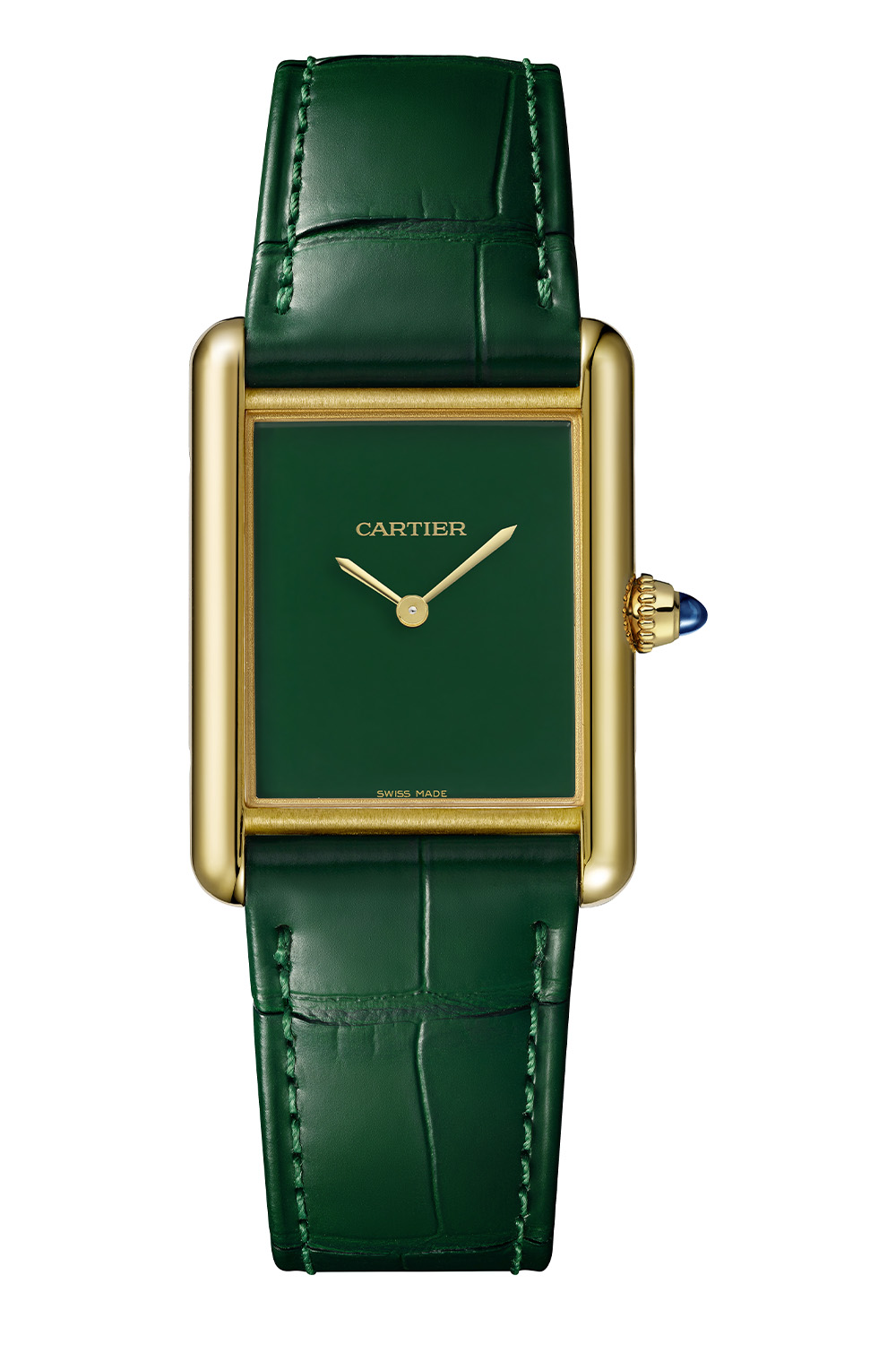 Cartier Style Tank Louis 222 Green Dial / Steel detail 4